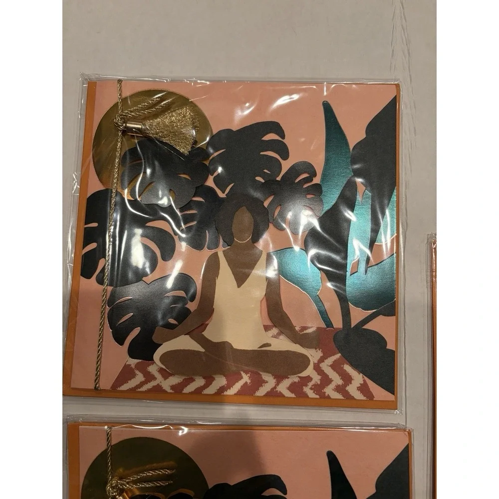 Papyrus Greeting Cards Set of 3 Meditation Woman Yoga Soul Healer 3D Embellished
